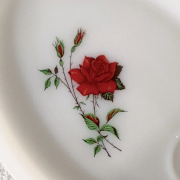 Vintage Rosecrest 8 Piece Snack Tea Set Dura White Floral Red Rose Federal Glass - Picture 8 of 16